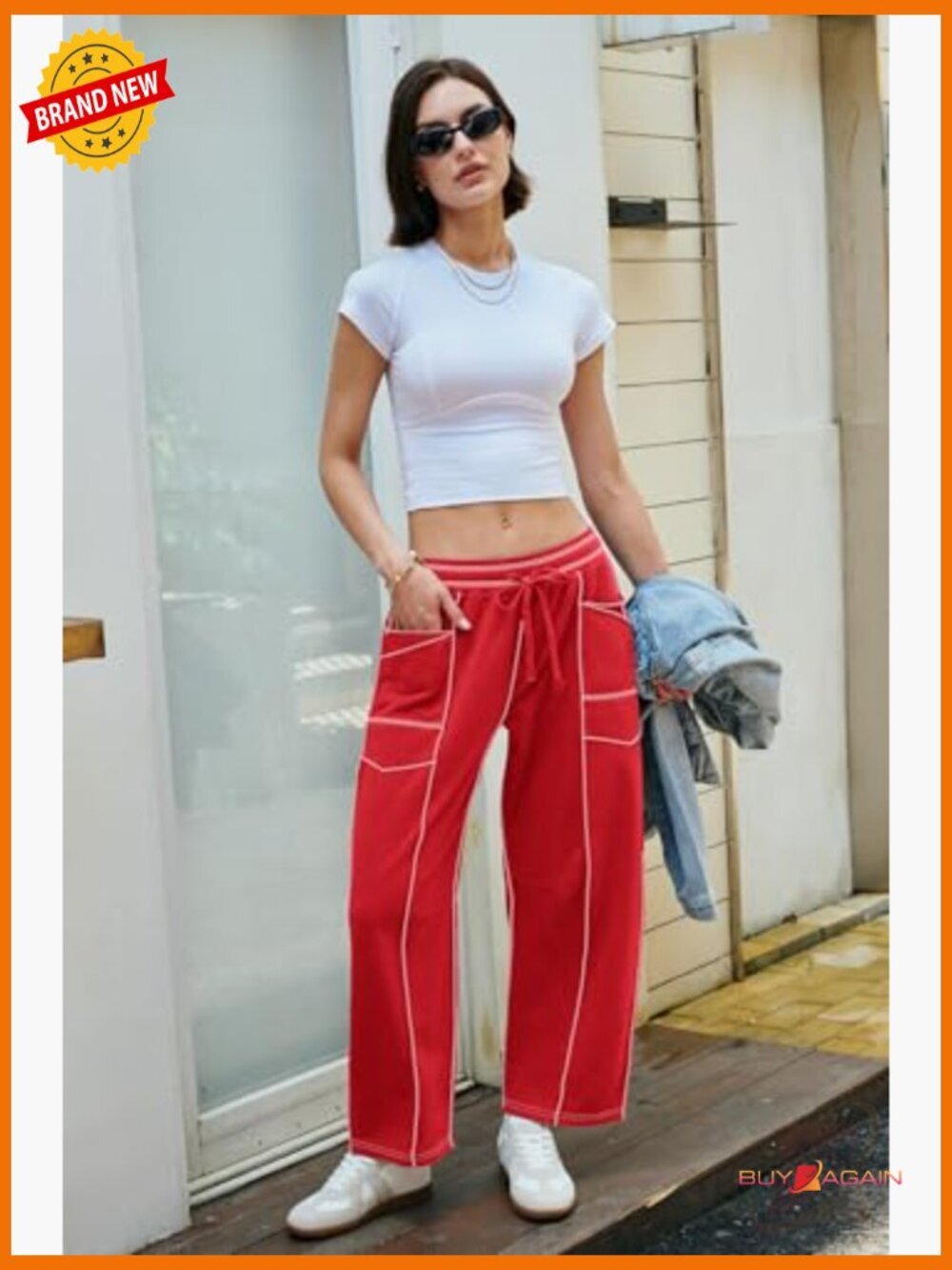 High Waisted Wide Leg Sweatpants Drawstring Lounge Baggy Pants - Picture 3 of 7